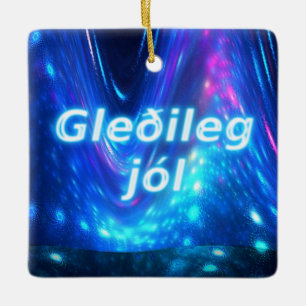 Gleðileg Jól - Qaanaaq - Northern Lights Keramisch Ornament