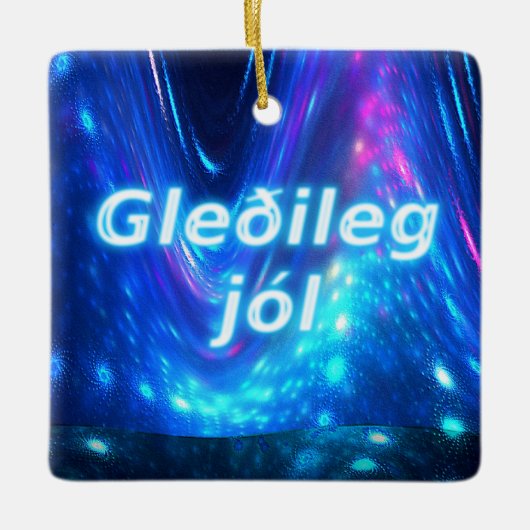 Gleðileg Jól - Qaanaaq - Northern Lights Keramisch Ornament (Voorkant)