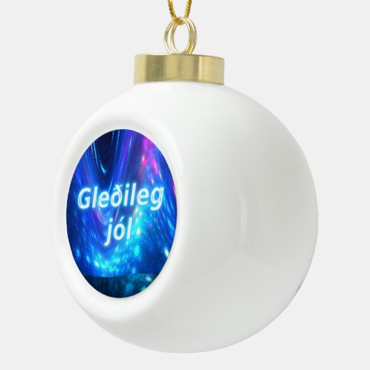 Gleðileg Jól - Qaanaaq - Northern Lights Keramische Bal Ornament (Rechts)