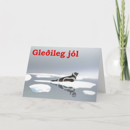 Gleðileg jól - Ribbenzegel Feestdagen Kaart (Voorkant)