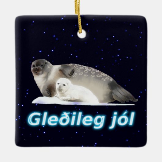 Gleðileg Jól - Ringed Seal Keramisch Ornament (Voorkant)