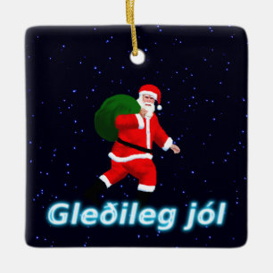 Gleðileg jól - Santa Claus Keramisch Ornament