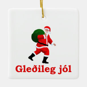 Gleðileg jól - Santa Claus Keramisch Ornament
