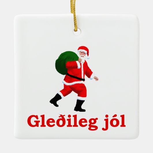 Gleðileg jól - Santa Claus Keramisch Ornament (Voorkant)