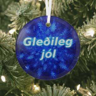 Gleðileg Jól - Snowburst Glas Ornament