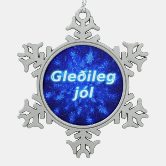 Gleðileg jól - Snowburst Tin Sneeuwvlok Ornament (Voorkant)