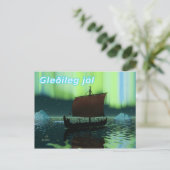 Gleðileg Jól - Viking Ship and Northern Lights Briefkaart (Staand voorkant)