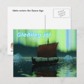 Gleðileg Jól - Viking Ship and Northern Lights Briefkaart (Voorkant / Achterkant)