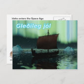 Gleðileg Jól - Viking Ship and Northern Lights Briefkaart (Voorkant / Achterkant)