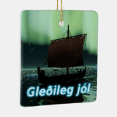 Gleðileg Jól - Viking Ship Keramisch Ornament (Rechts)