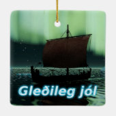 Gleðileg Jól - Viking Ship Keramisch Ornament (Achterkant)