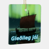 Gleðileg Jól - Viking Ship Keramisch Ornament (Rechts)