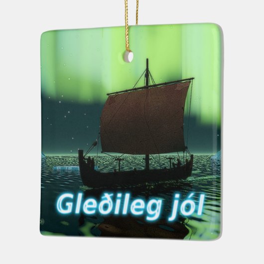 Gleðileg Jól - Viking Ship Keramisch Ornament (Links)