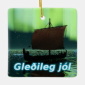 Gleðileg Jól - Viking Ship Keramisch Ornament (Voorkant)