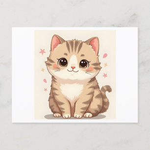 Gleeful Cat: Sweet Kawaii Kitten Art voor elke kam Feestdagenkaart