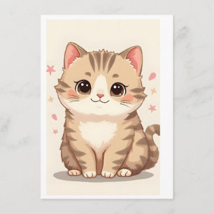 Gleeful Cat: Sweet Kawaii Kitten Art voor elke kam Informatiekaartje
