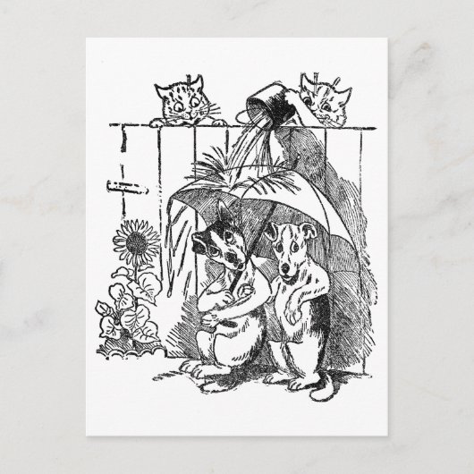 Gleeful Cats Douse Dogs  Louis Wain Briefkaart (Voorkant)
