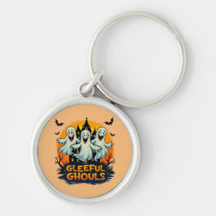 Gleeful Ghouls Leuke Halloween Ghost Artwork Sleutelhanger