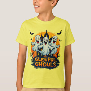 Gleeful Ghouls   Leuke Halloween Ghost Artwork T-shirt