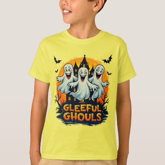 Gleeful Ghouls | Leuke Halloween Ghost Artwork T-shirt (Voorkant)