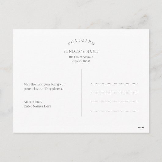 Gleeful Lijst bewerkbare kleur Happy New Year Kaar Feestdagenkaart (Achterkant)