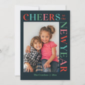 Gleeful Lijst bewerkbare kleur Happy New Year Kaar Feestdagenkaart (Voorkant)