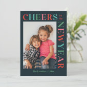 Gleeful Lijst bewerkbare kleur Happy New Year Kaar Feestdagenkaart (Staand voorkant)