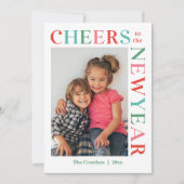 Gleeful Lijst bewerkbare kleur Happy New Year Kaar Feestdagenkaart (Voorkant)