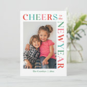 Gleeful Lijst bewerkbare kleur Happy New Year Kaar Feestdagenkaart (Staand voorkant)