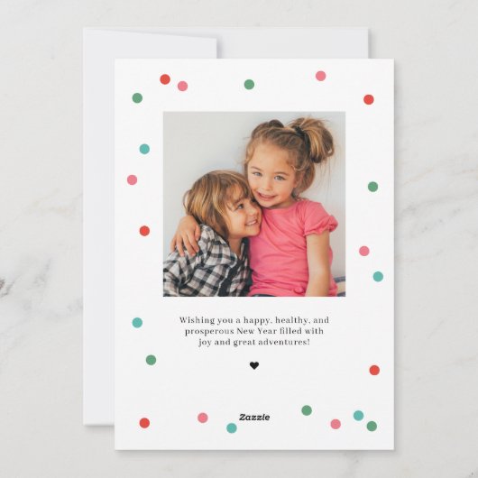 Gleeful Lijst bewerkbare kleur Happy New Year Kaar Feestdagenkaart (Achterkant)