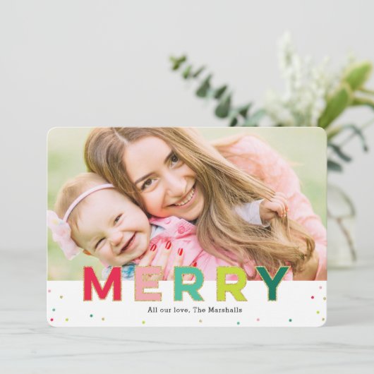 Gleeful Merry Fun Modern Holiday Kaart (Staand voorkant)