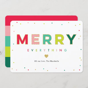 Gleeful Merry No Photo Modern Holiday Card Feestdagenkaart