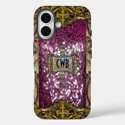 Gleemshore Grace Victoriaans bling Monogram Case-Mate iPhone Case (Achterkant)
