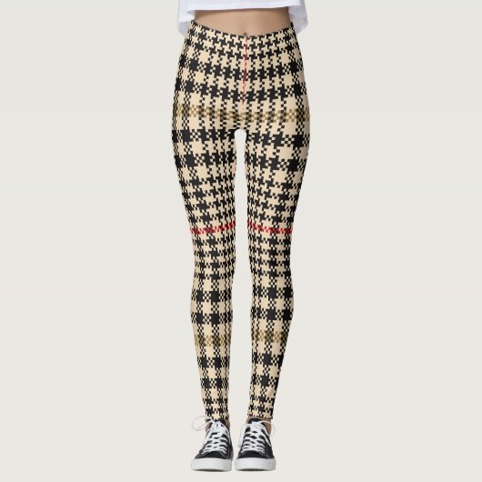 Glen Check Plaid Pixel Art Leggings (Voorkant)