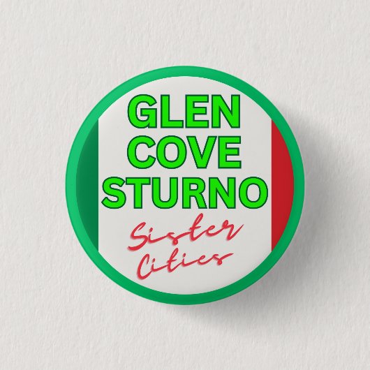 Glen Cove en Sturno - Zustersteden Ronde Button 3,2 Cm (Voorkant)