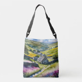 "Glen Garlands" Landschap Yorkshire Dales Scène Crossbody Tas (Achterkant)