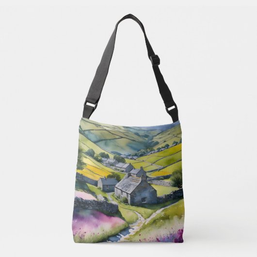 "Glen Garlands" Landschap Yorkshire Dales Scène Crossbody Tas (Voorkant)