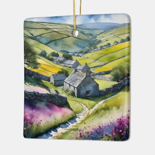 "Glen Garlands" Landschap Yorkshire Dales Scène Keramisch Ornament (Links)