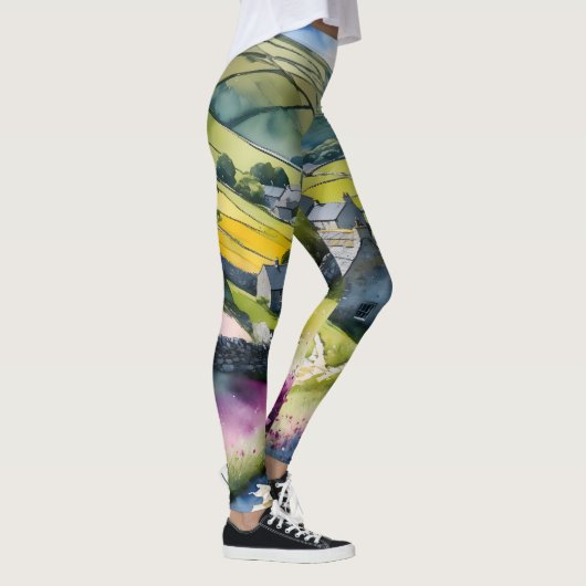 "Glen Garlands" Landschap Yorkshire Dales Scène Leggings (Rechts)