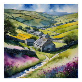 "Glen Garlands" Landschap Yorkshire Dales Scène Perfect Poster