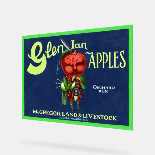 Glen Ian Apples Logo, Hooper, Acryl Bord (Hoek)