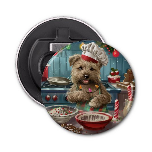 Glen of Imaal Terrier Holiday Baking: Feestelijk Button Flesopener (Voorkant)