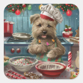 Glen of Imaal Terrier Holiday Baking: Feestelijk Vierkante Sticker (Voorkant)