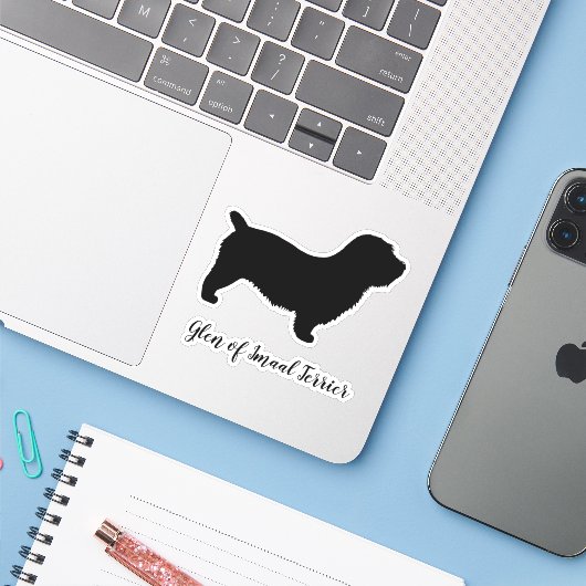 Glen of Imaal Terrier Silhouette Hondenras Sticker (Laptop met iPhone)