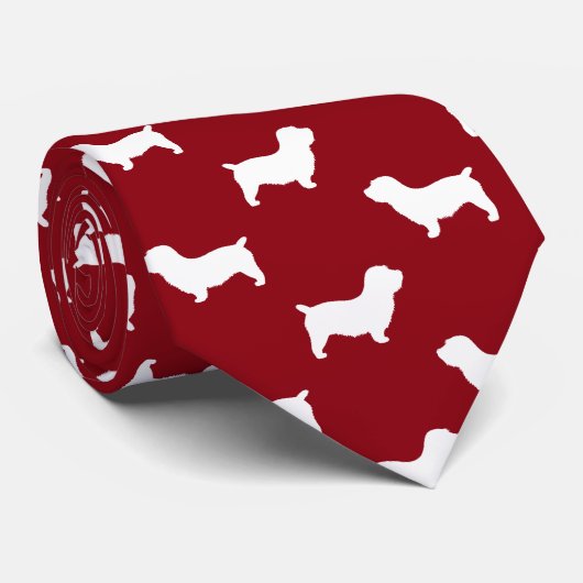 Glen of Imal Terrier Dog Silhouettes Pattern Red Stropdas (Opgerold)