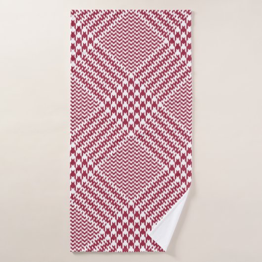 Glen plaid patroon helder in rood en wit. Seamle Badhanddoek (Badhanddoek)