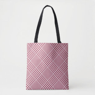 Glen plaid patroon helder in rood en wit. Seamle Tote Bag