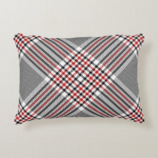 Glen plaid patroon. Zwart, rood, wit, naadloos tee Accent Kussen (Voorkant)