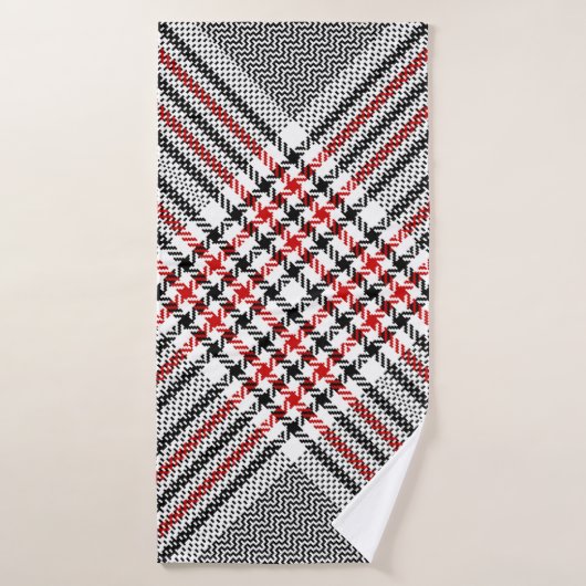 Glen plaid patroon. Zwart, rood, wit, naadloos tee Badhanddoek (Badhanddoek)