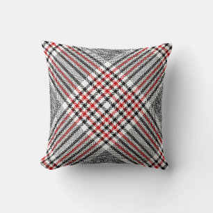 Glen plaid patroon. Zwart, rood, wit, naadloos tee Kussen